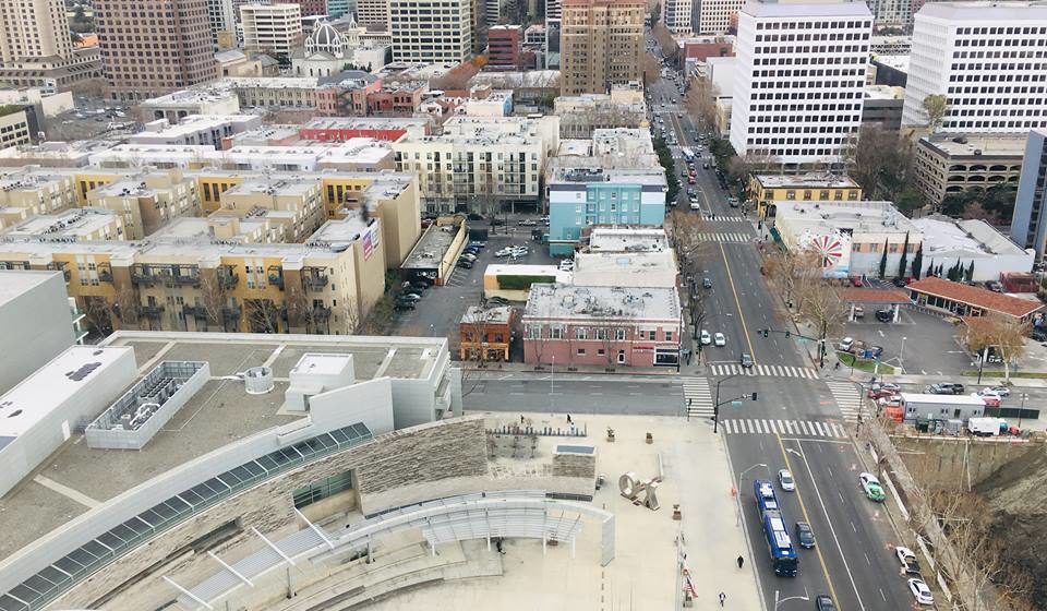 An aerial view of downtown San Jose